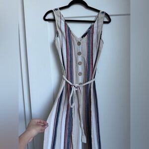 Striped Sleeveless Button-Down Dress